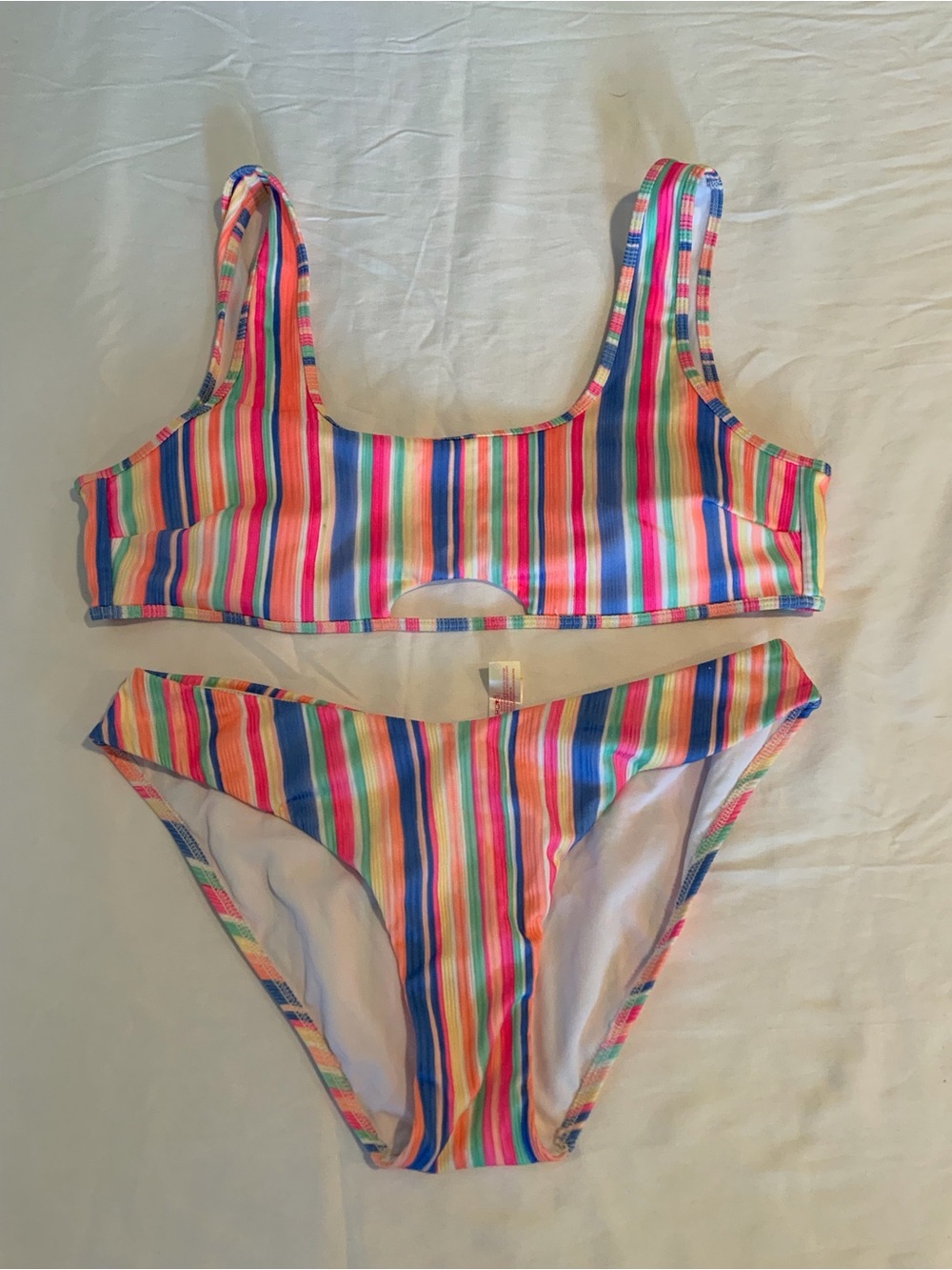 No Boundaries Striped Rainbow Bikini Set - L 11-13
